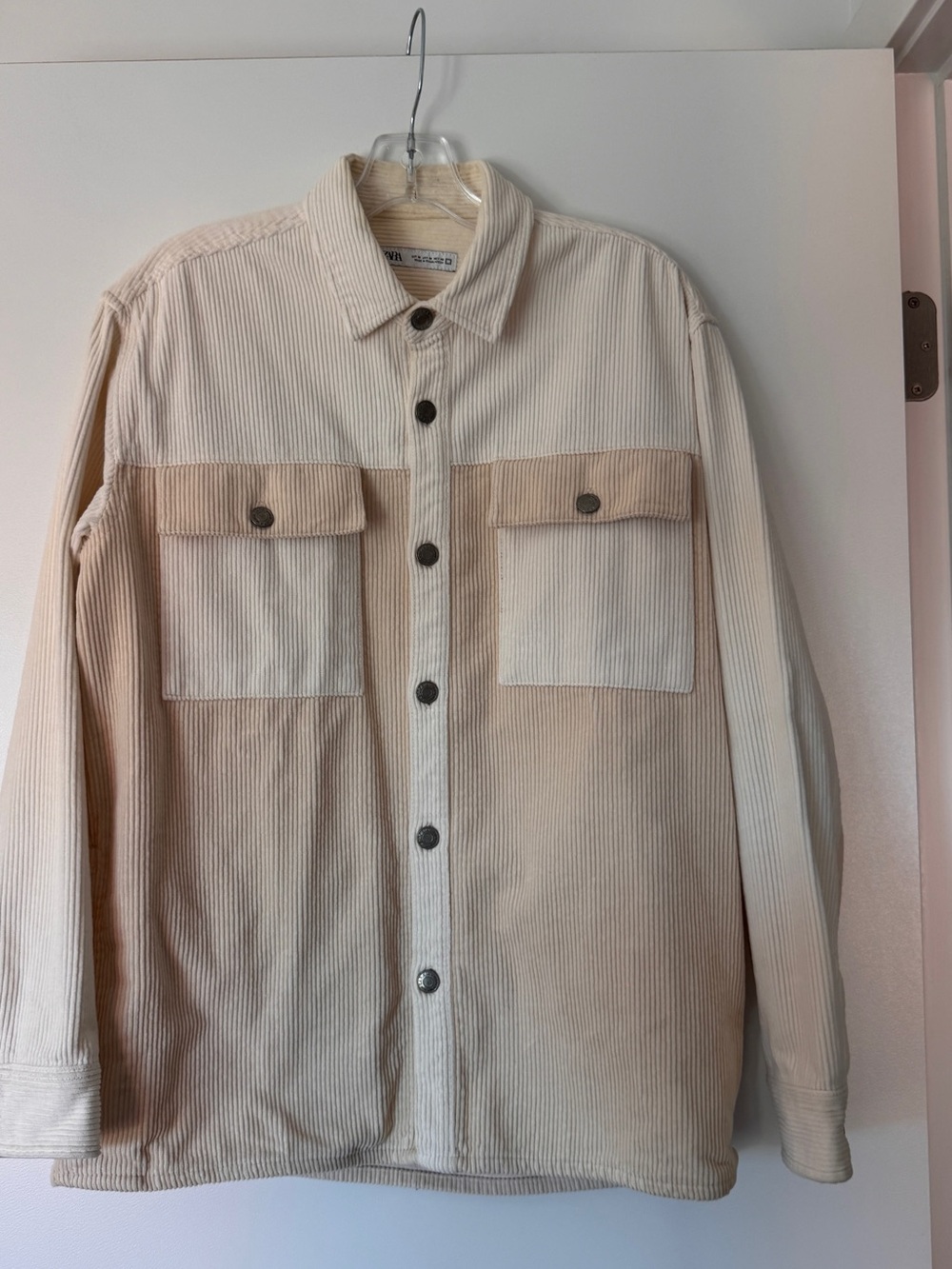Zara Two-Tone Cream & Beige Corduroy Overshirt
